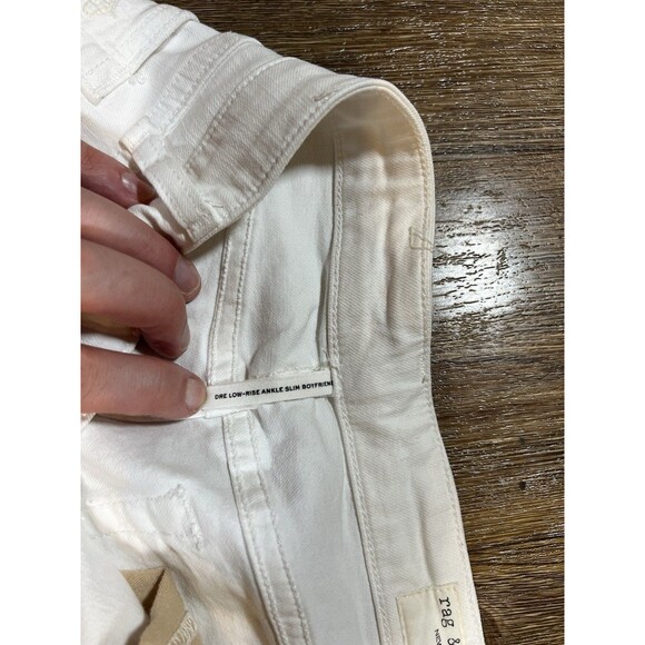 RAG & BONE Dre Low Rise Slim Boyfriend Denim Jeans Stretch Comfy Retro White 28 - Picture 5 of 11